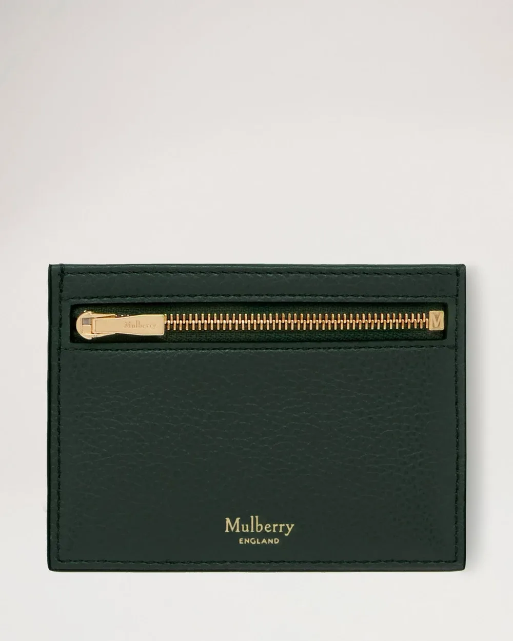 Mulberry Green Leather Zipped Credit Card Slip