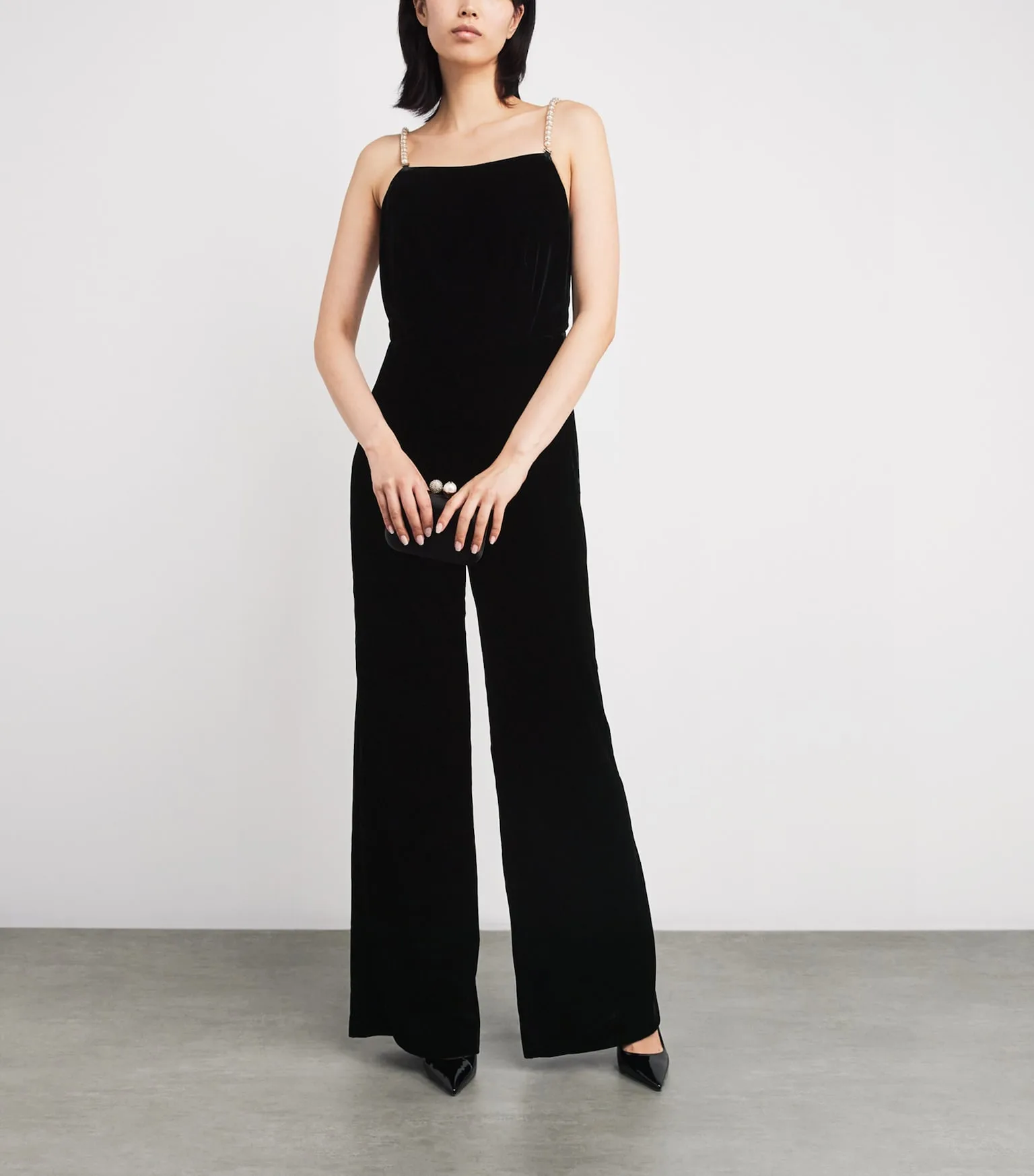 Sandro Paris Black Velvet Jumpsuit