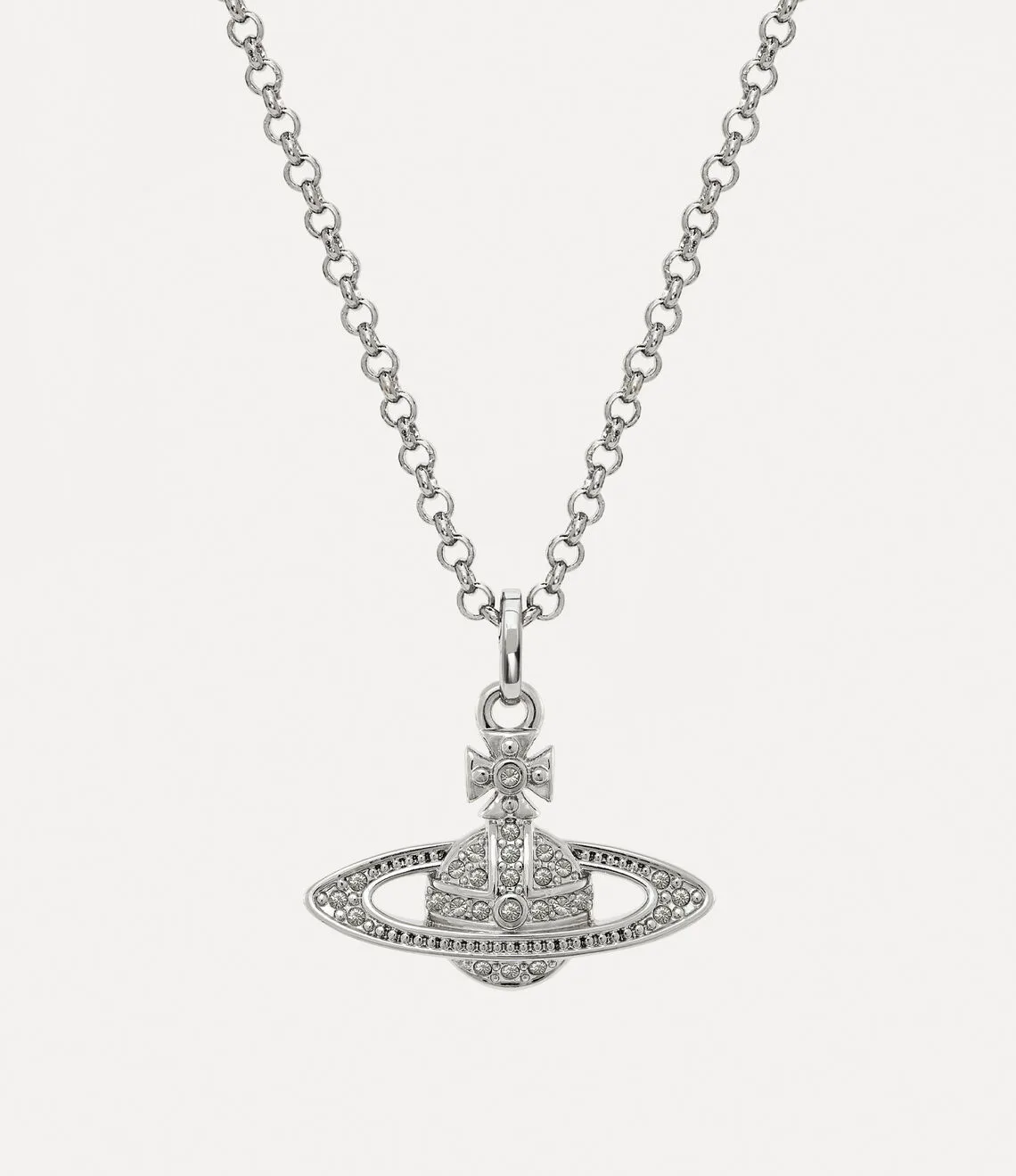 Vivienne Westwood Mini Bas Relief Pendant Necklace Platinum Crystal