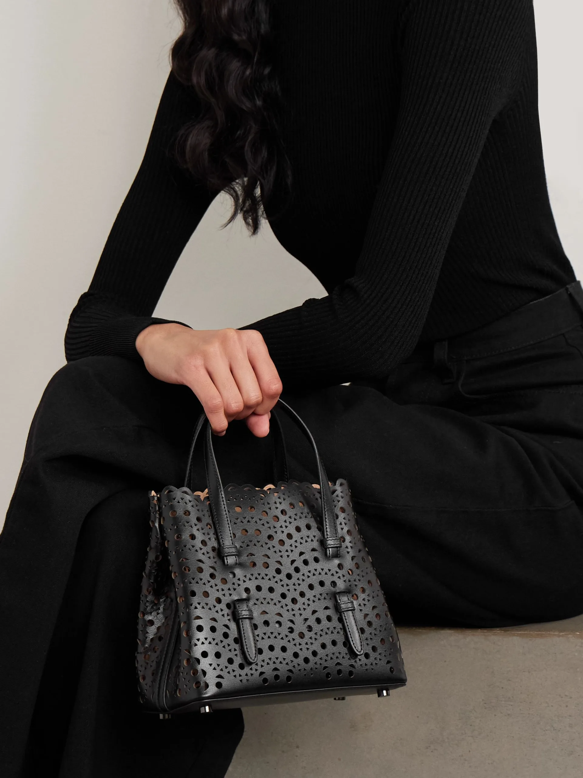 Alaia Mina 20 Laser Cut Leather Tote