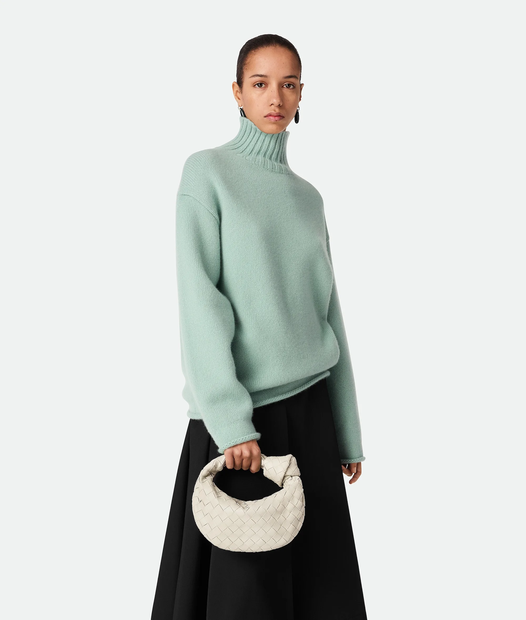 Bottega Veneta Jodi Mini Chalk Leather Top Handle Bag