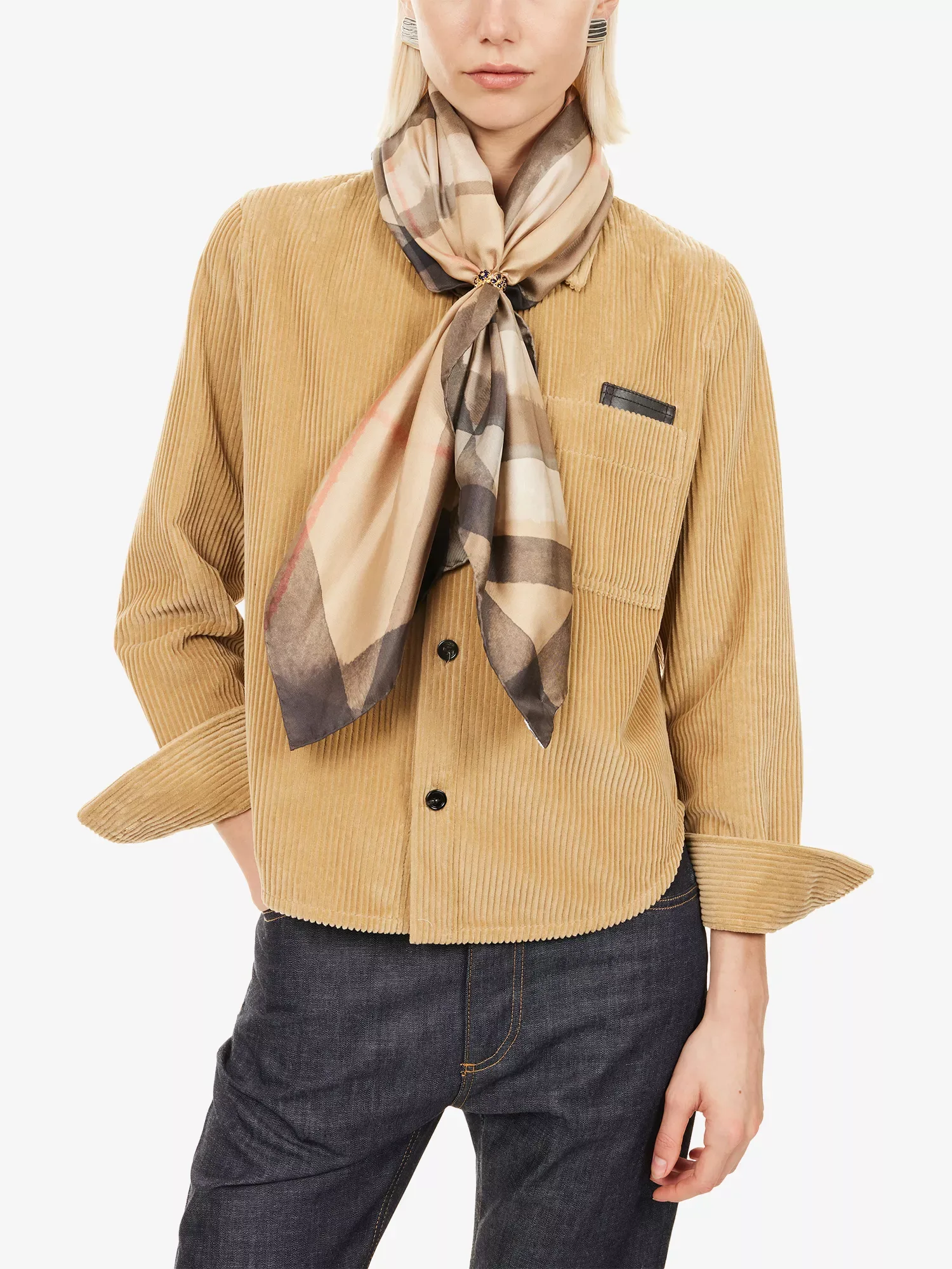 Burberry Watercolour Check Sand Silk Scarf