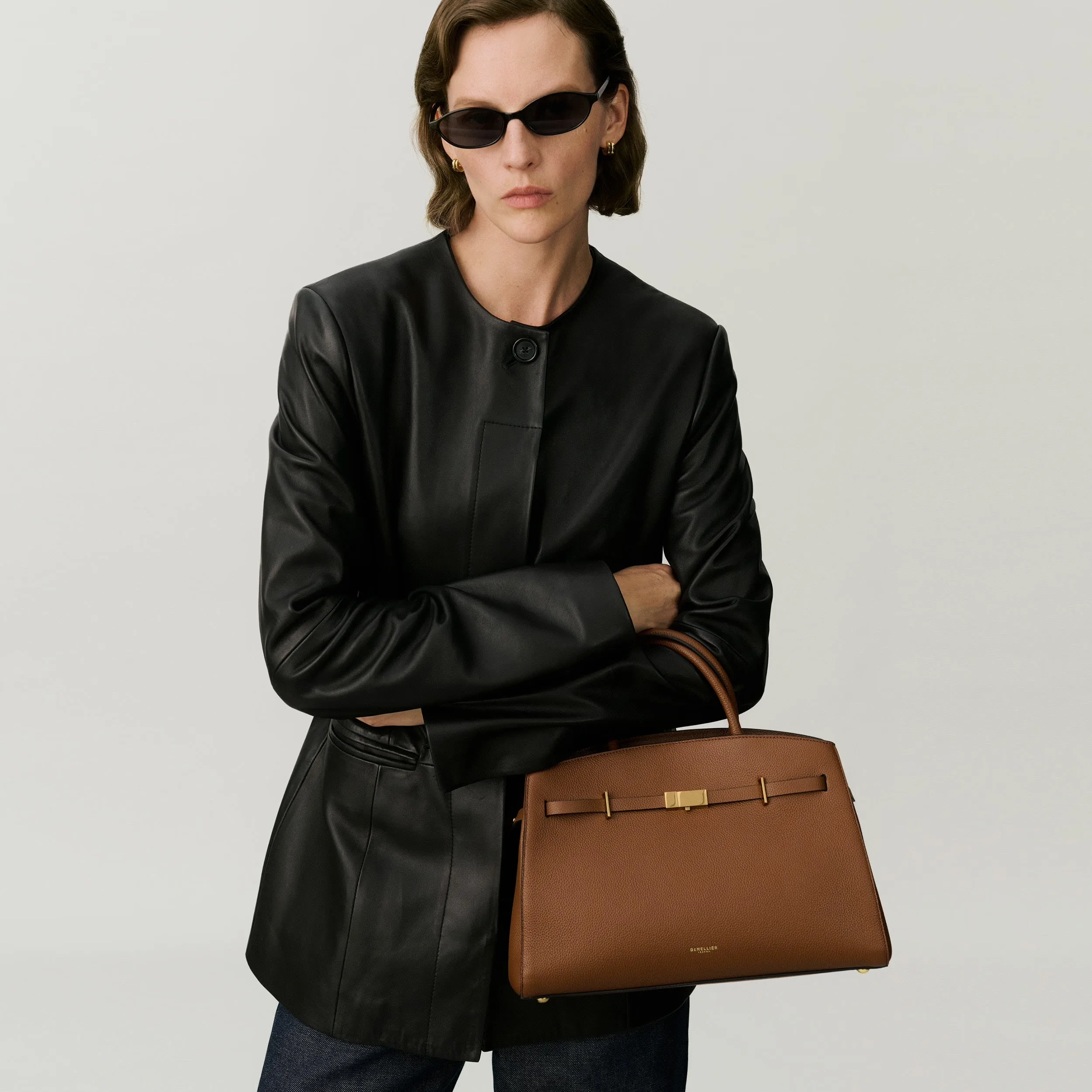 DeMellier Midi Hudson Tan Leather Tote