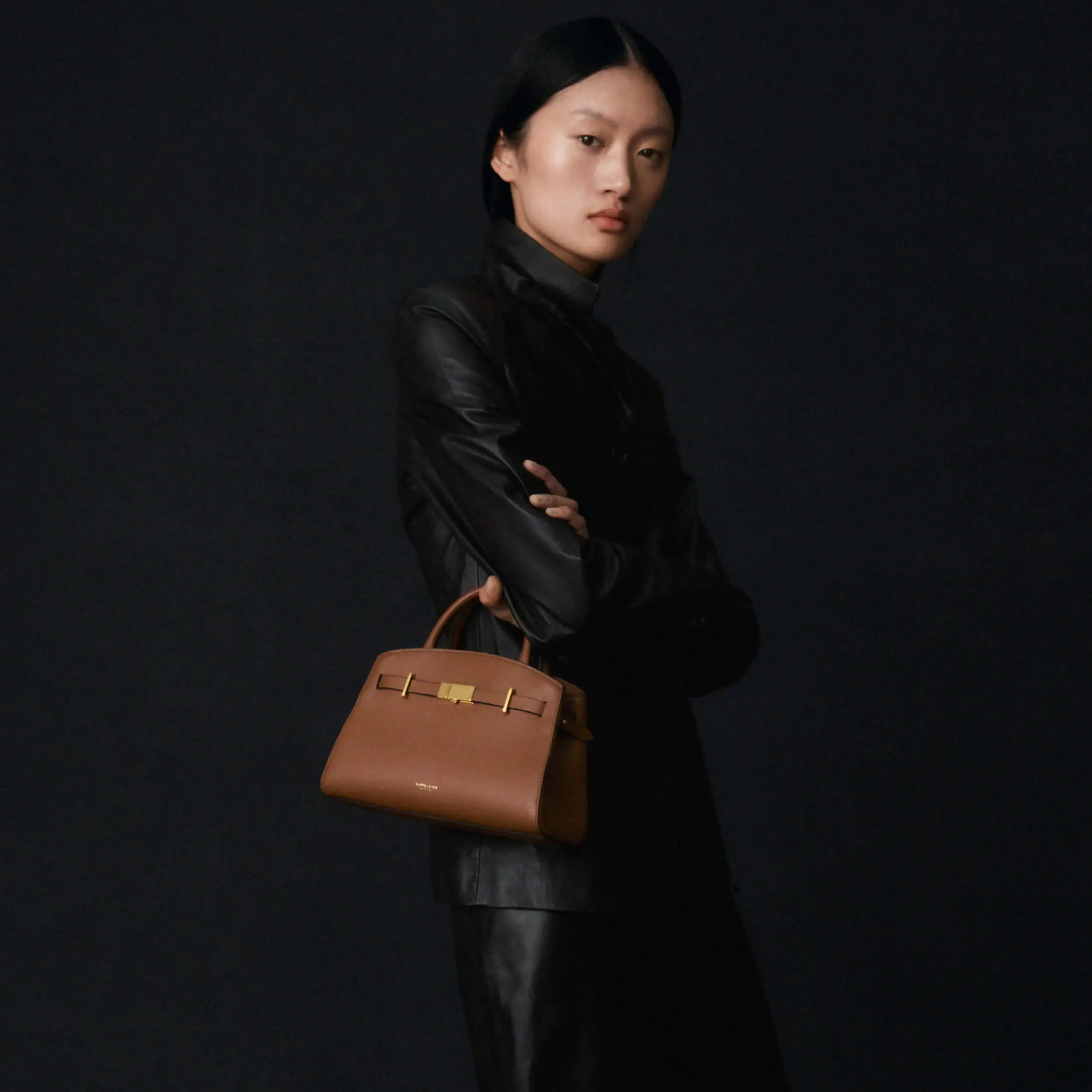 DeMellier Small Hudson Tan Small Grain Leather Top Handle Bag