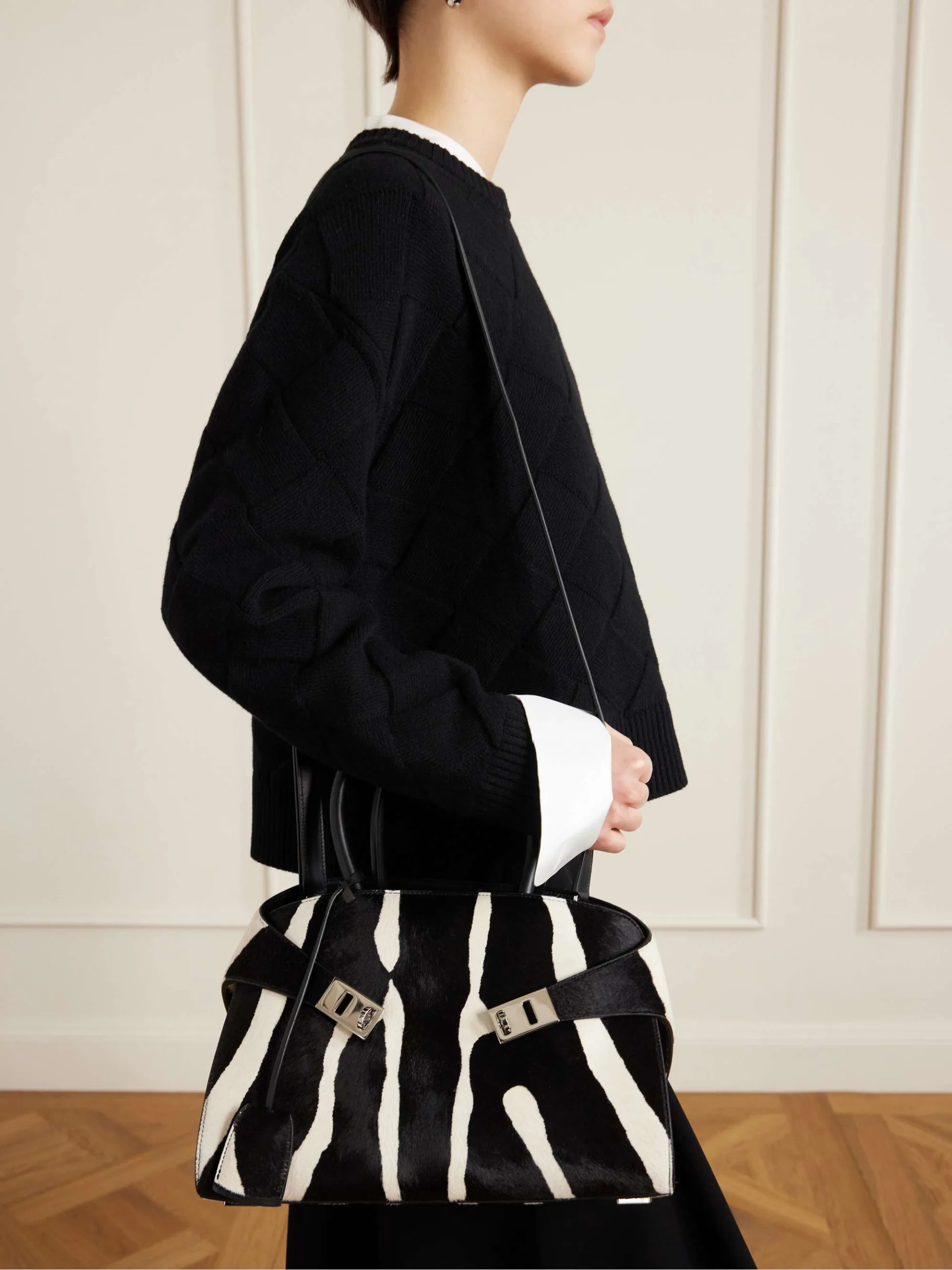 Ferragamo Hug Small Zebra Print Calf Hair Tote