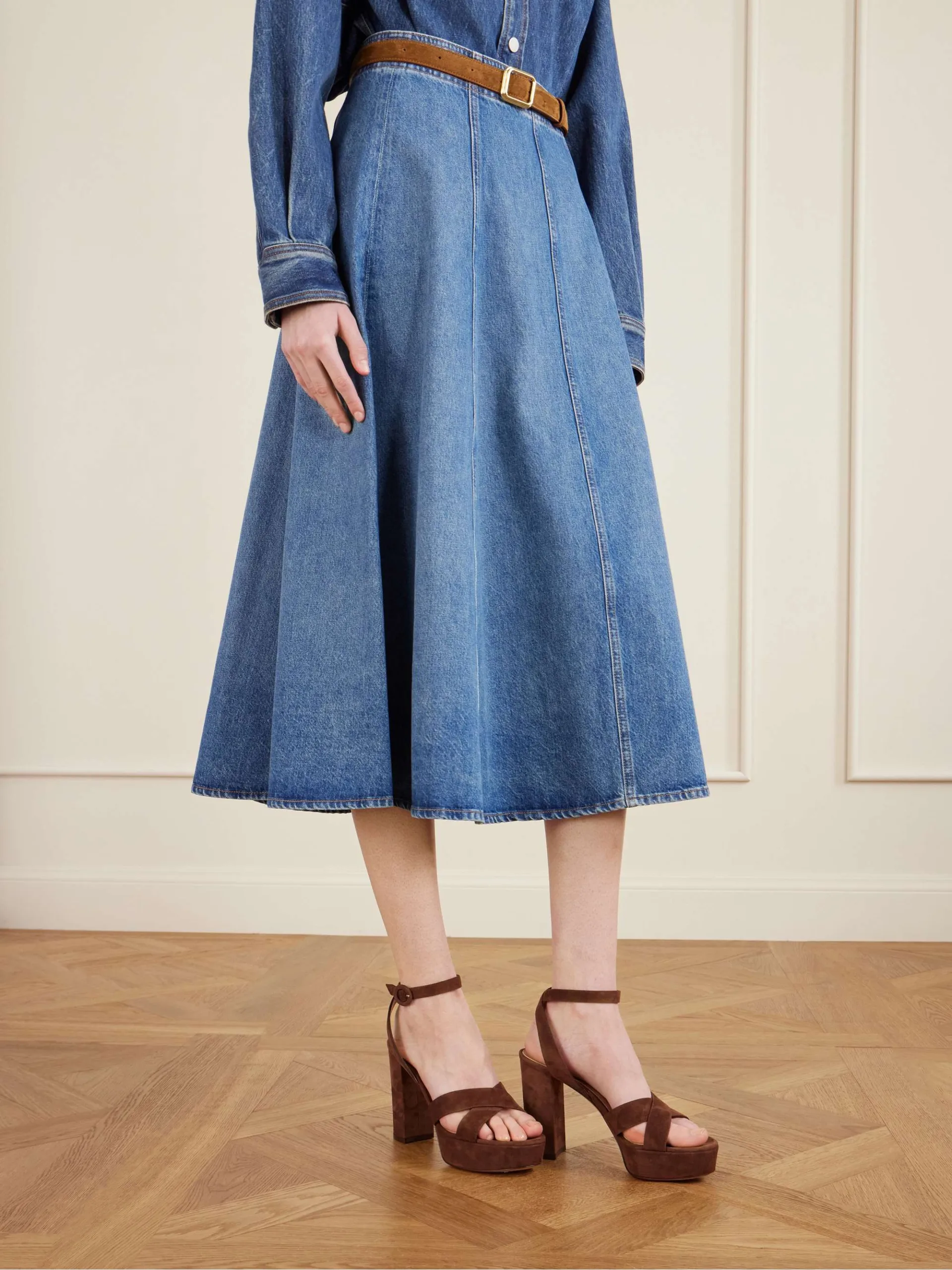 Gianvito Rossi Sabrina Brown Suede High Heel Platform Sandals