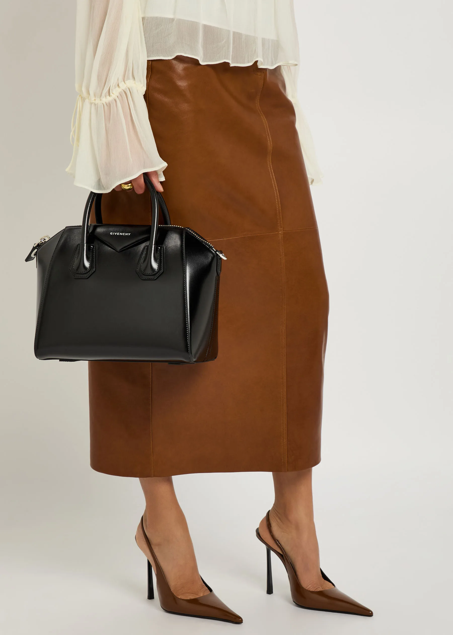 Givenchy Antigona Glossed Black Leather Top Handle Bag