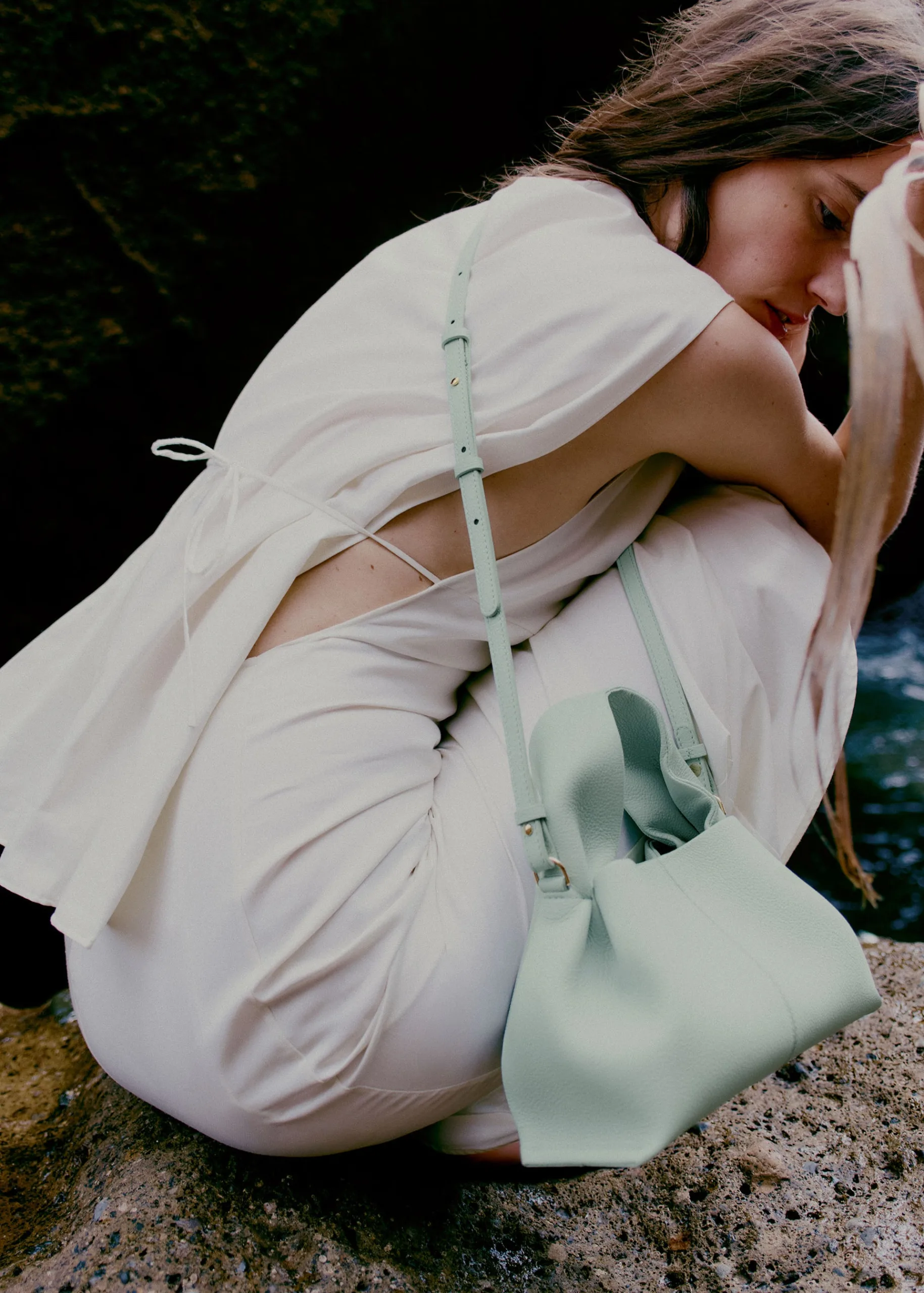 Polène Numéro Neuf Mini Sea Foam Crossbody Bag