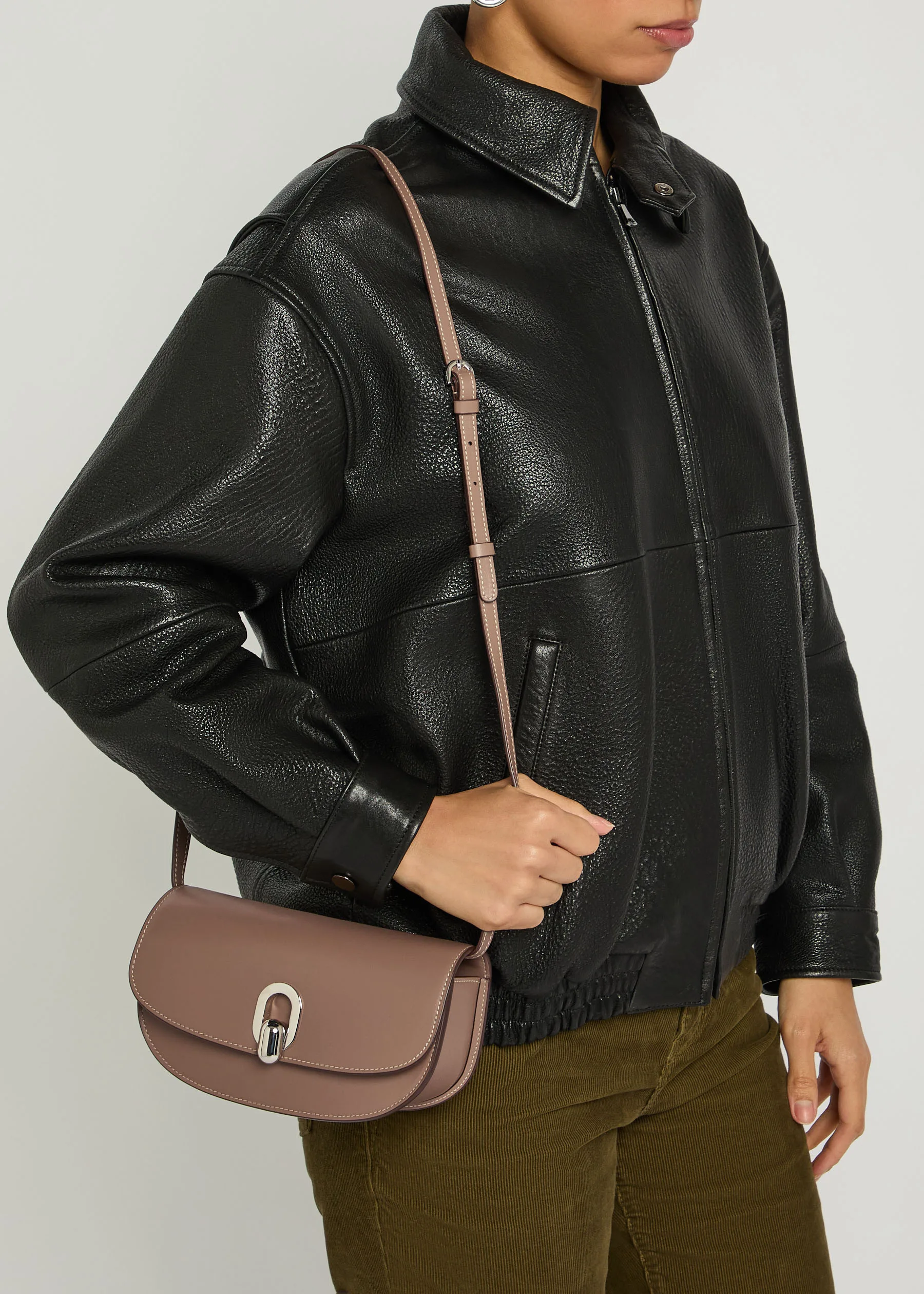 Savette Tondo Taupe Leather Shoulder Bag