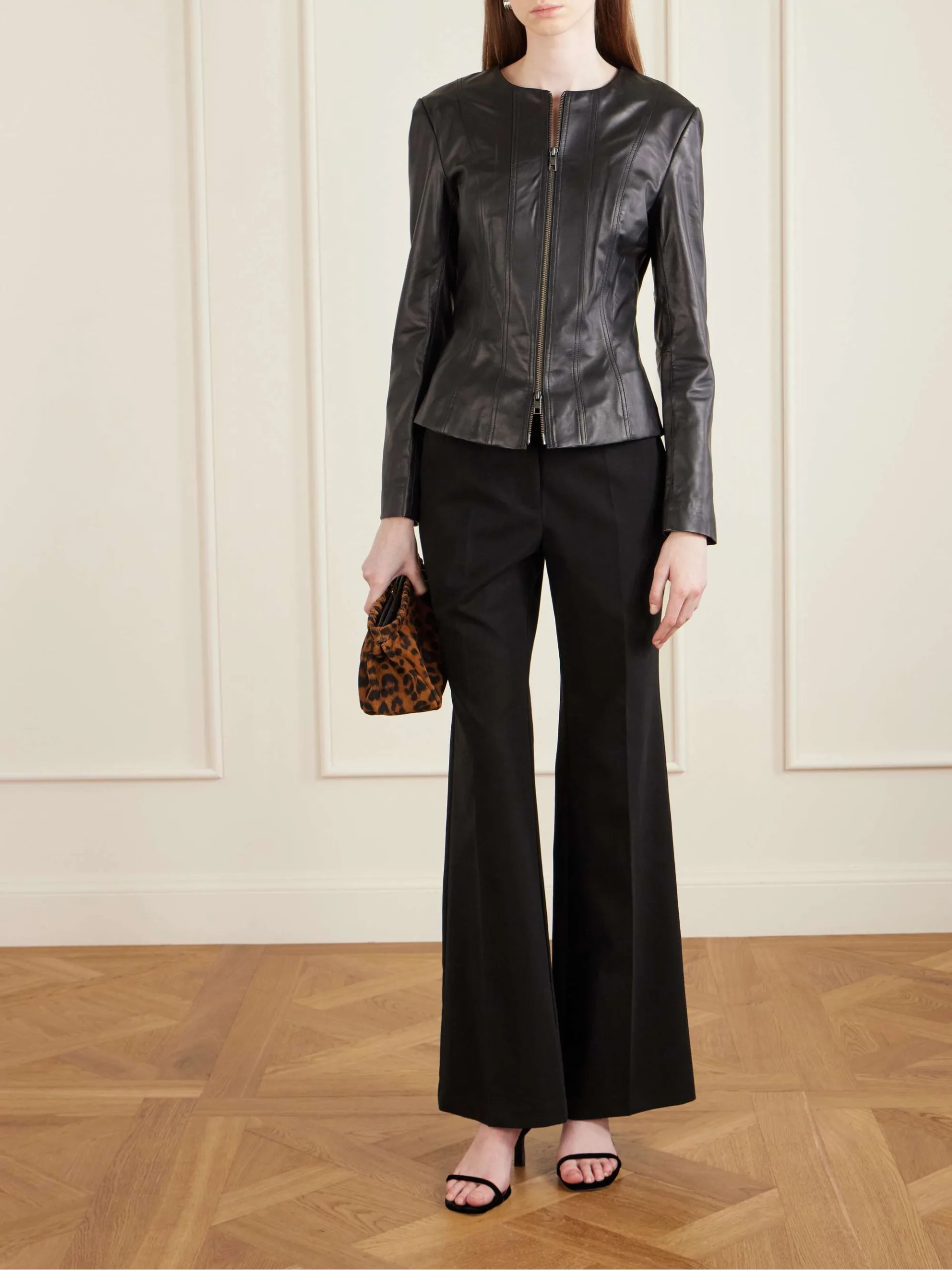 Staud Black Leather Biker Jacket