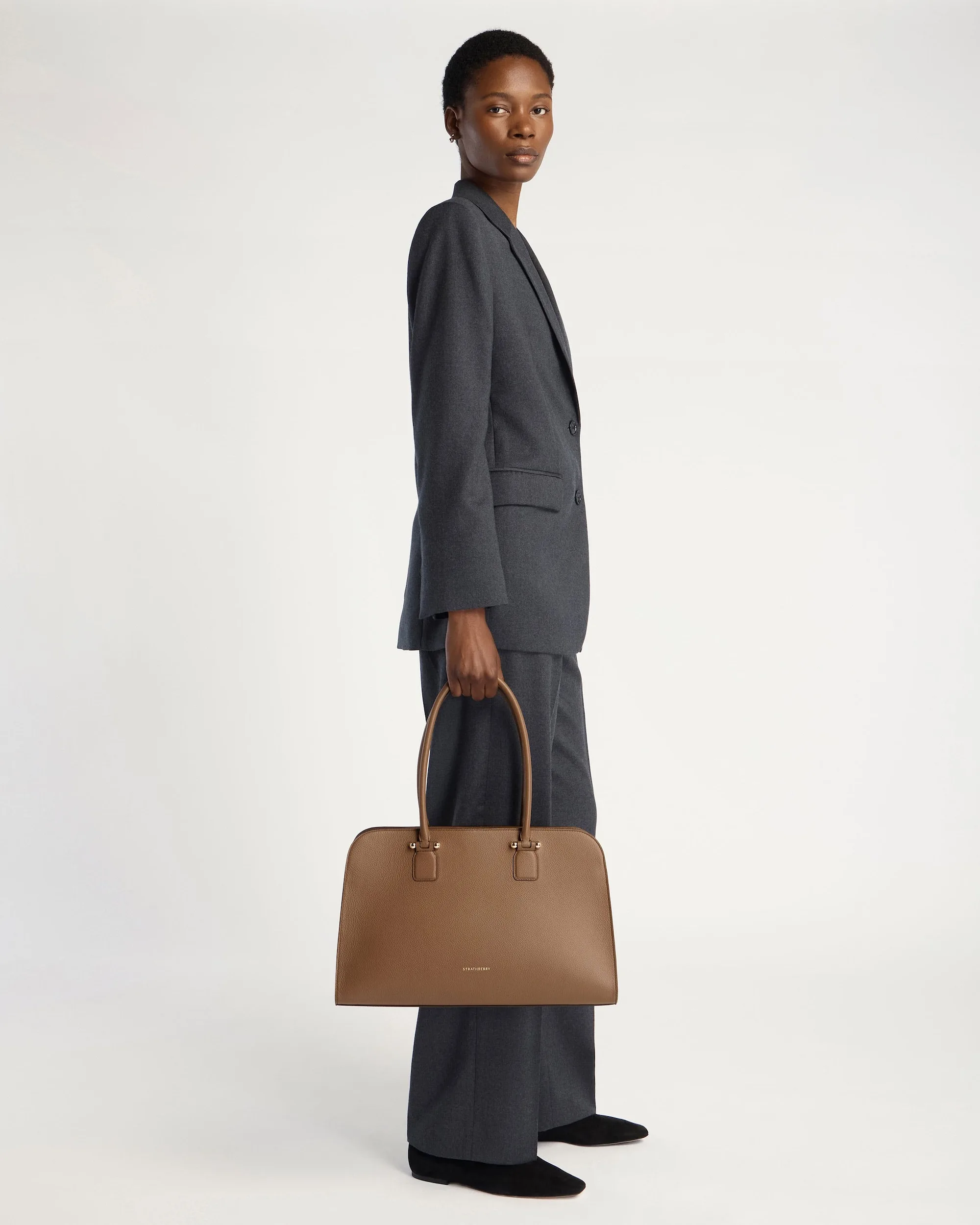 Strathberry Georgia Maxi Clay Leather Top Handle Bag