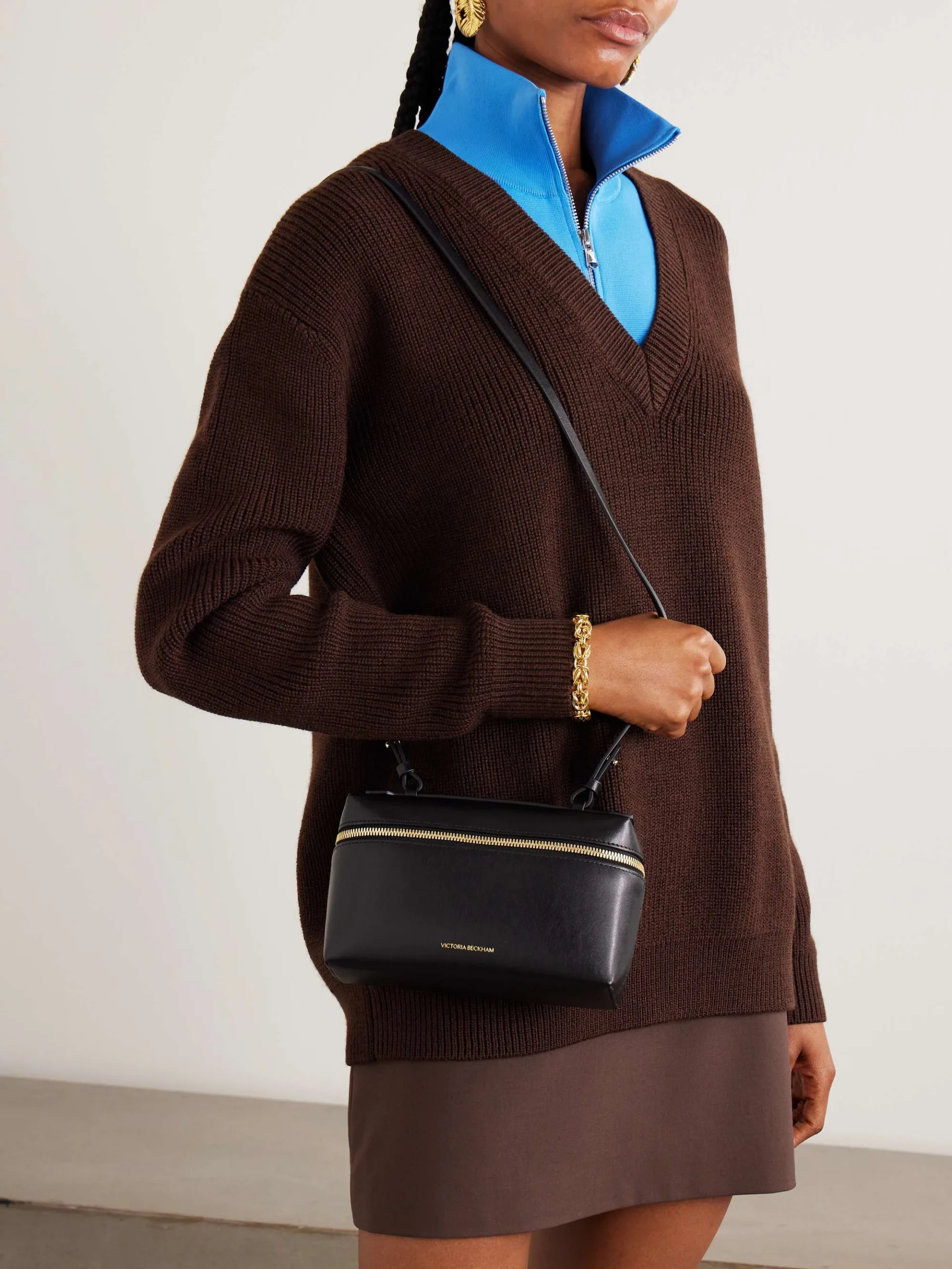 Victoria Beckham Vanity Black Leather Top Handle Shoulder Bag