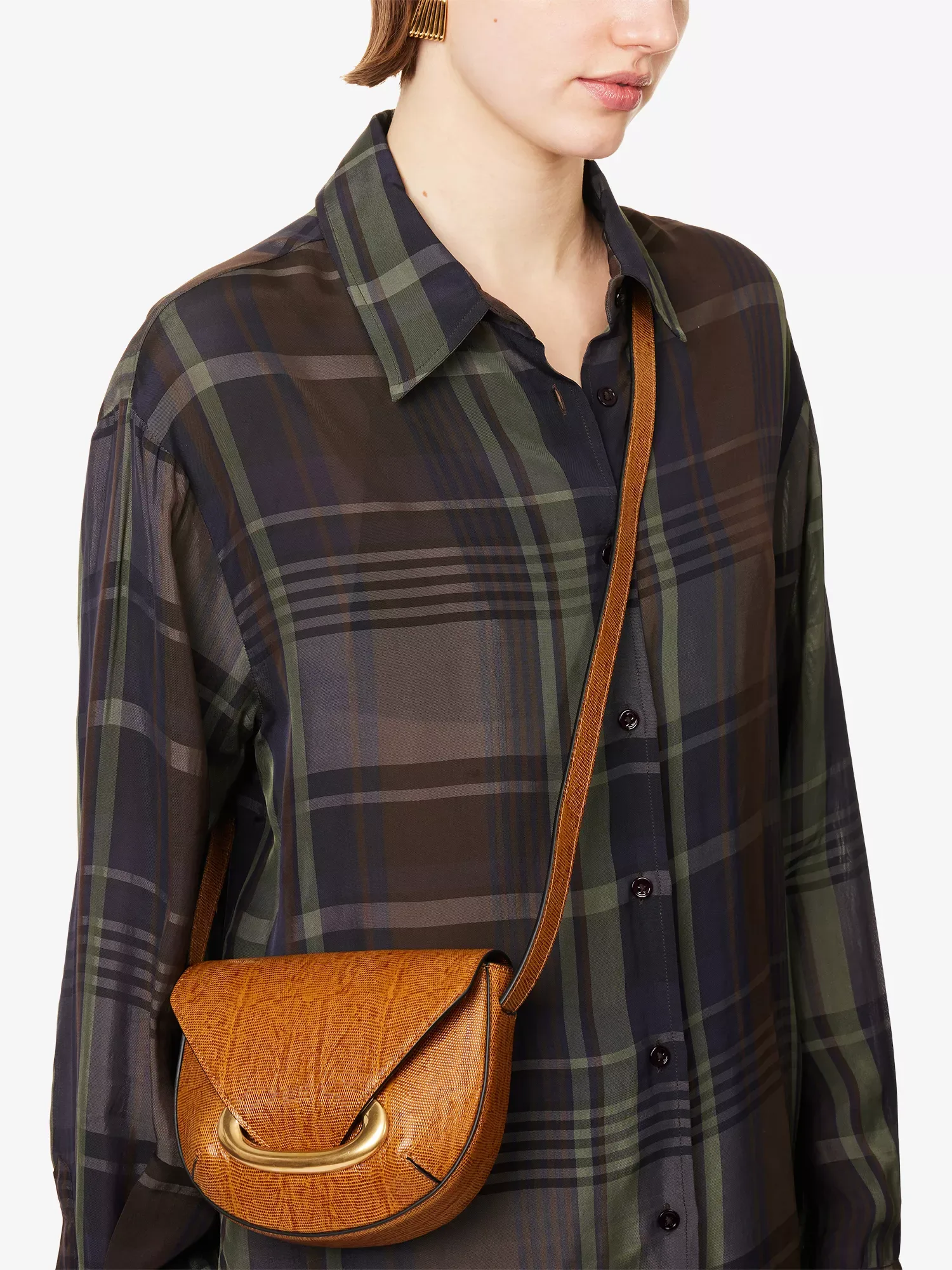 Wandler Veneto Small Tabacco Lizzard Leather Crossbody Bag