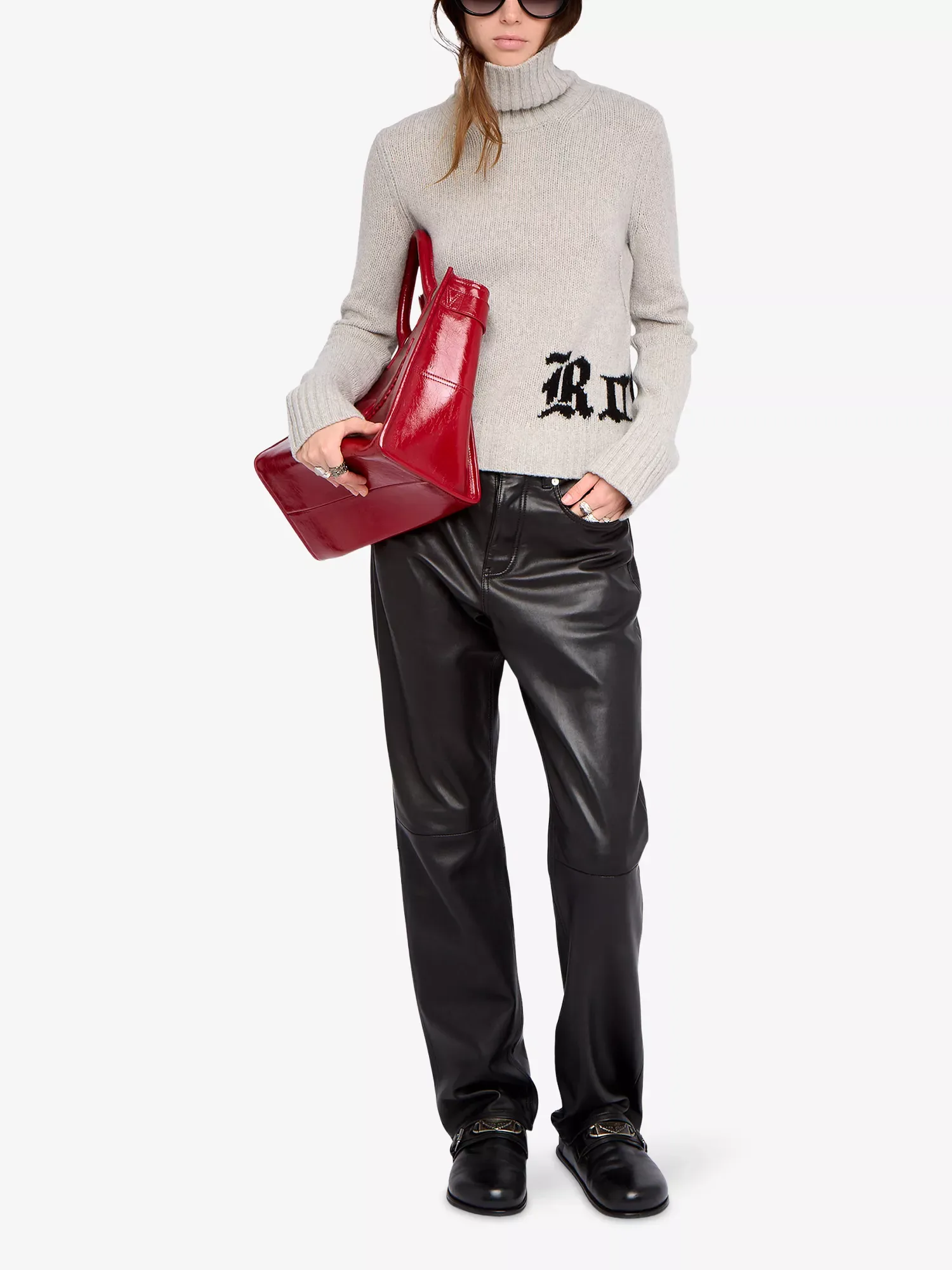 Zadig & Voltaire Nalma High Neck Merino Gris Chine Clai Wool Jumper