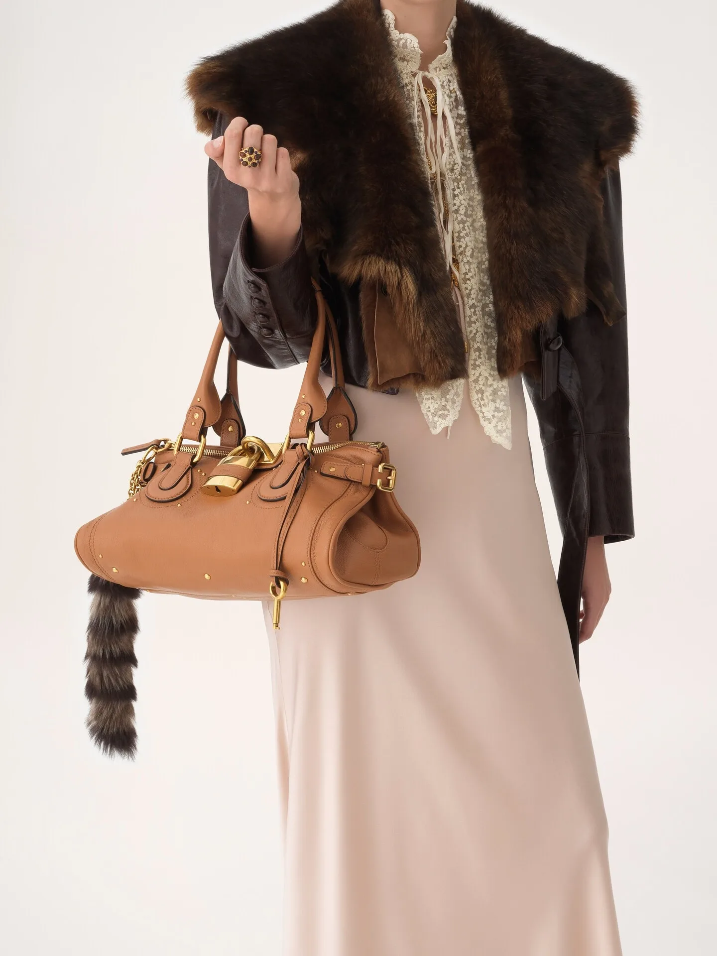 Chloe Paddington Brown Grained Leather Bag