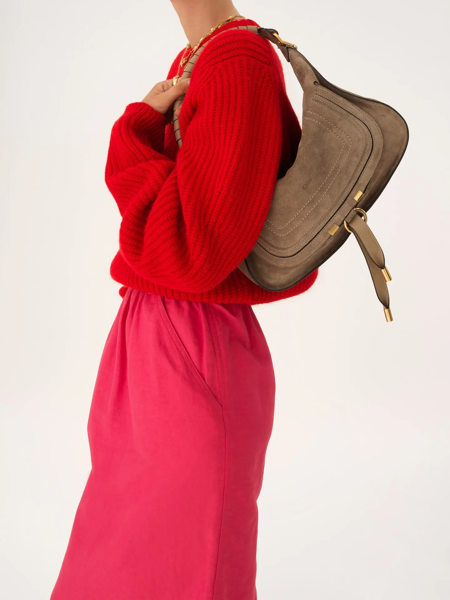 Chloé Small Marcie Boyish Brown Suede Shoulder Bag