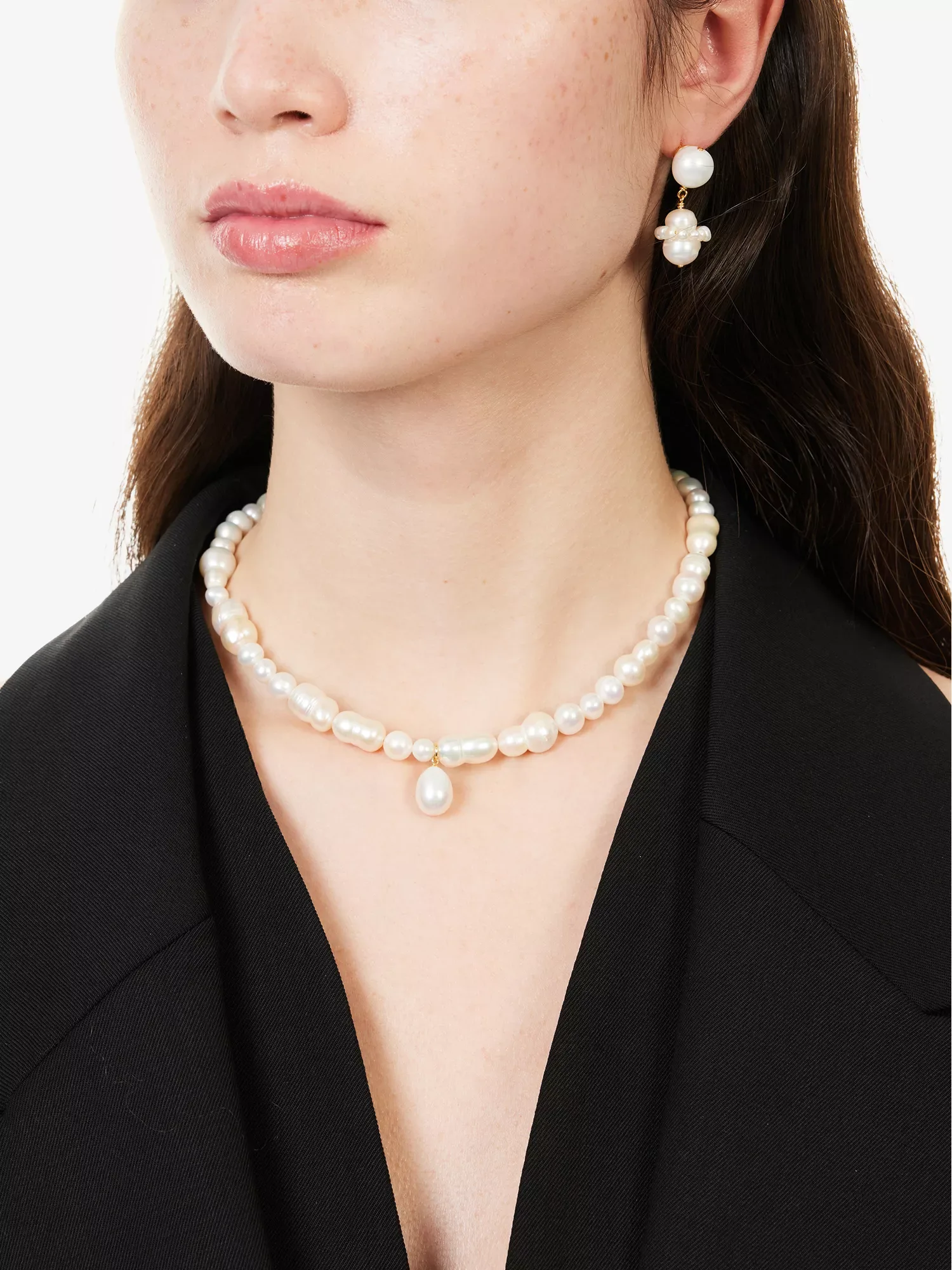 Completedworks Beaded Gold Vermeil Freshwater Pearl & Baroque Pearl Pendant Necklace