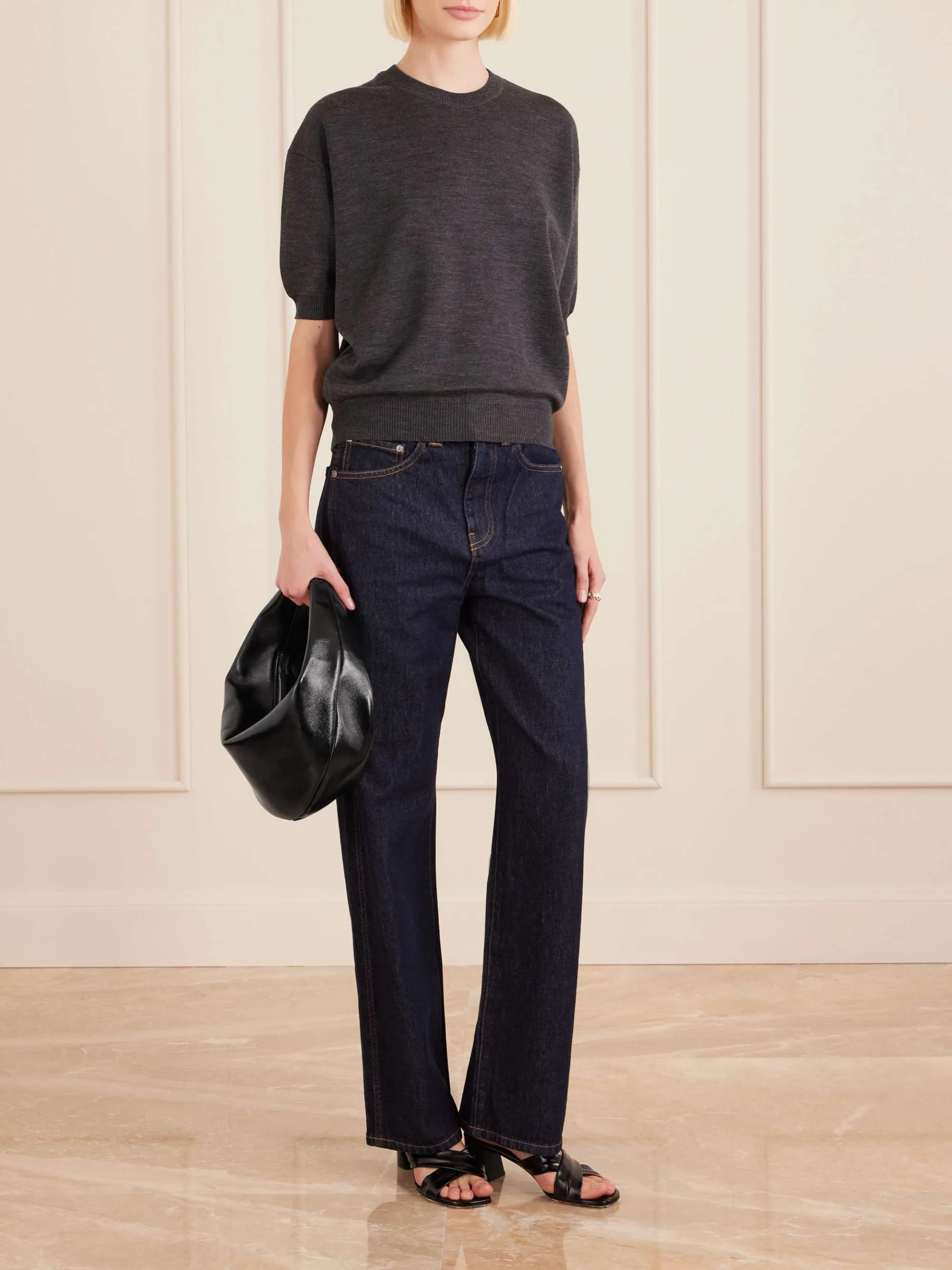 Khaite Olivia Medium Crinkled Patent Leather Shoulder Bag