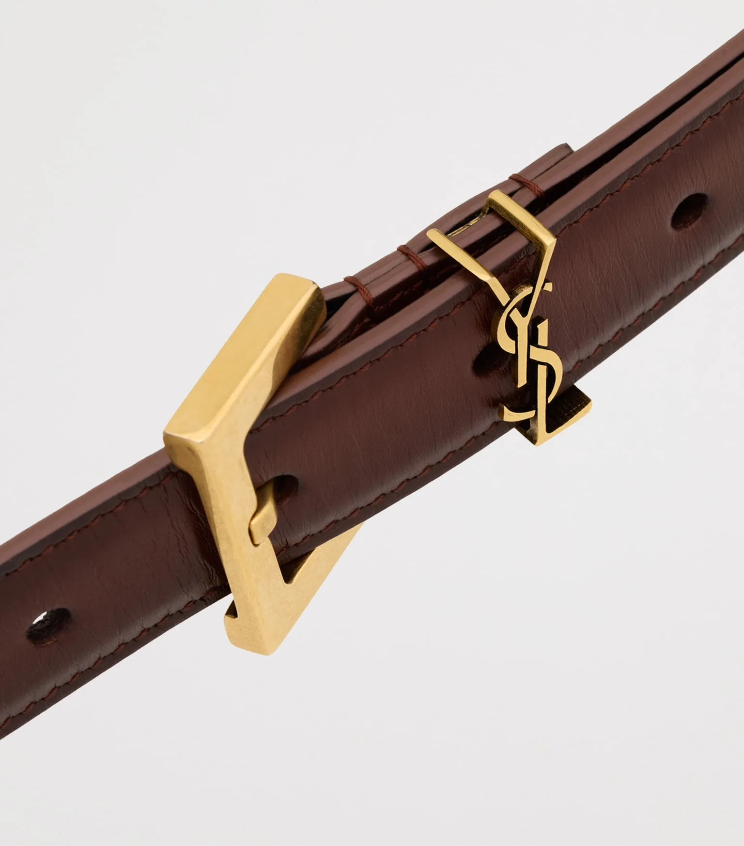 Saint Laurent Cassandre Smooth Calfskin Brown Belt