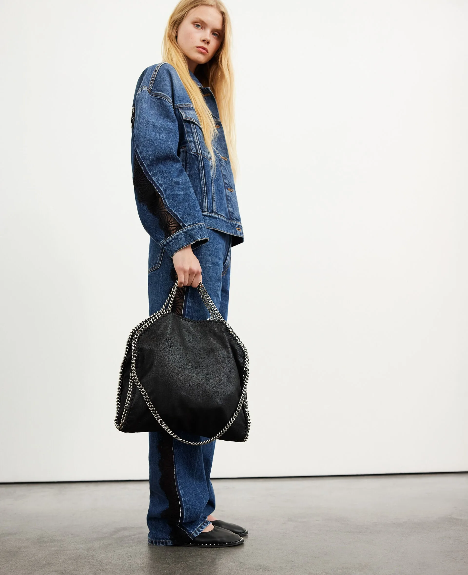 Stella McCartney Falabella Fold-Over Black Tote Bag