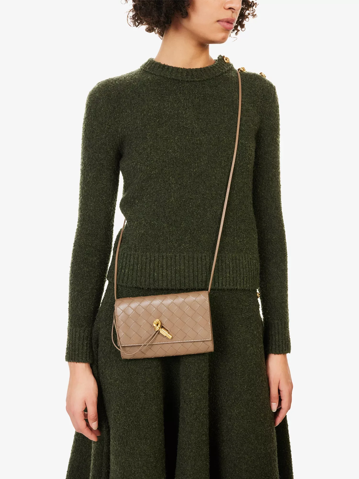 Bottega Veneta Andiamo Pinecone Leather Wallet on Chain