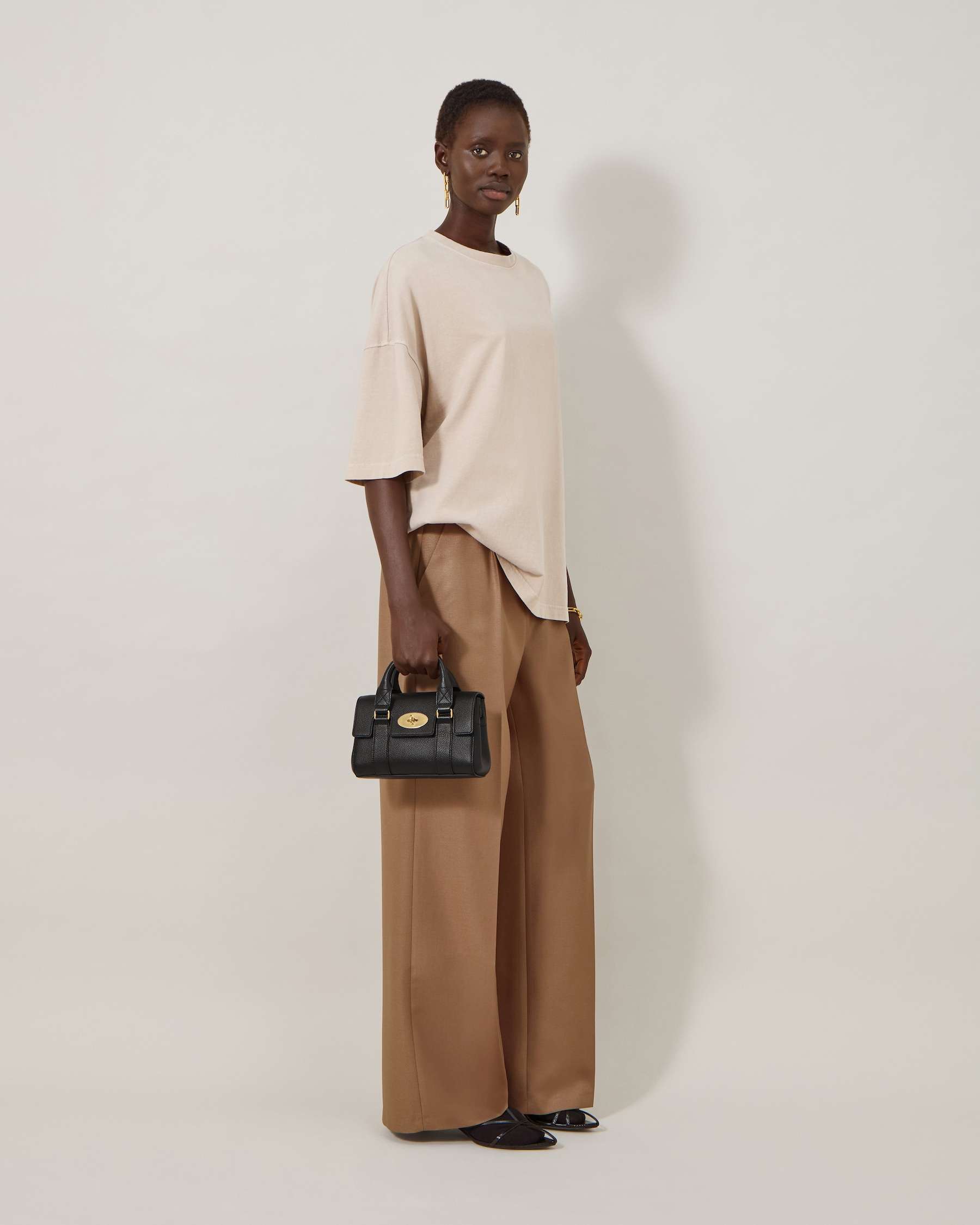 Mulberry Mini Bayswater Black Small Classic Grain Top Handle Bag