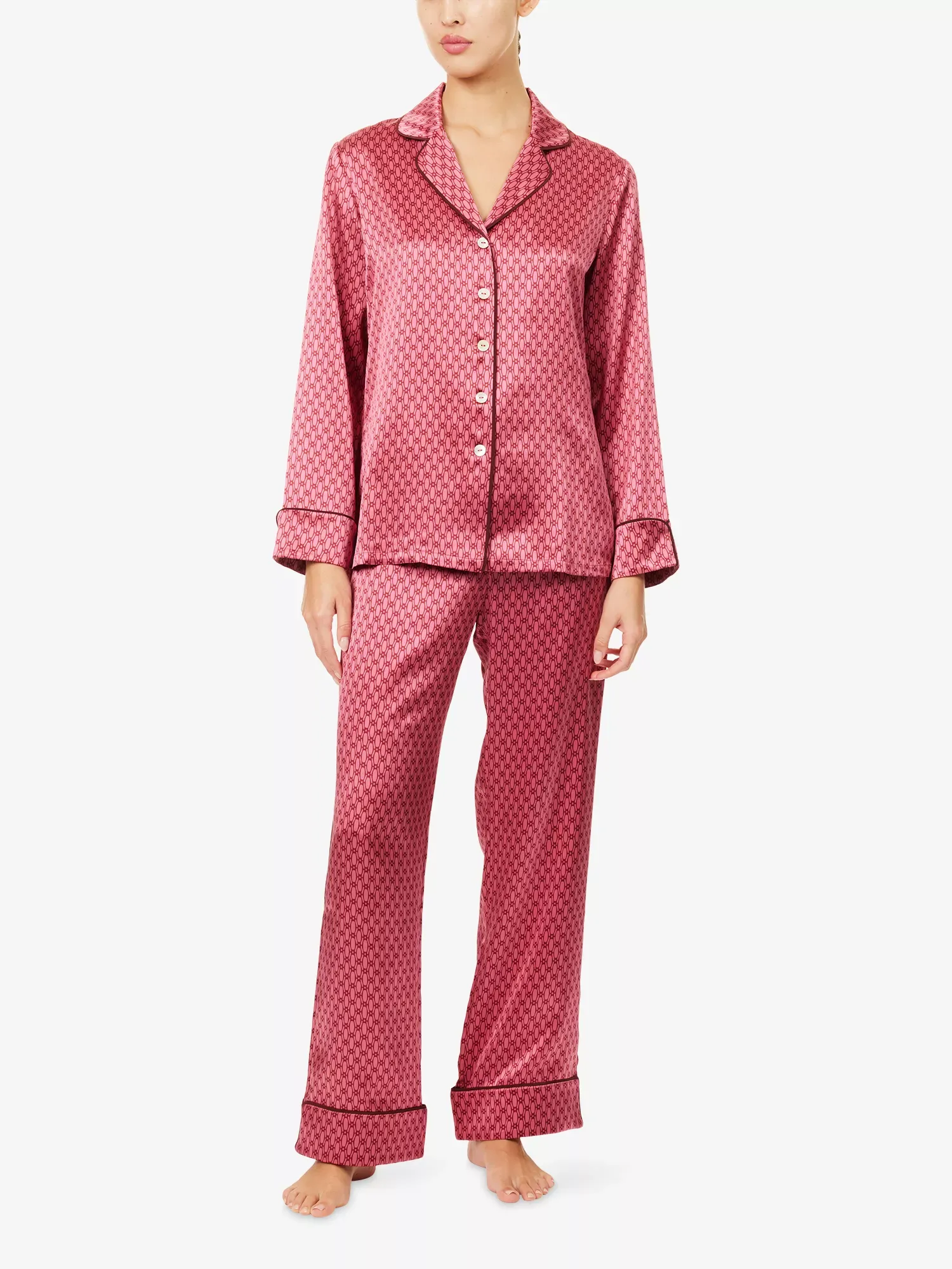 Olivia von Halle Lila Dita Geometric Print Silk Pyjama Set