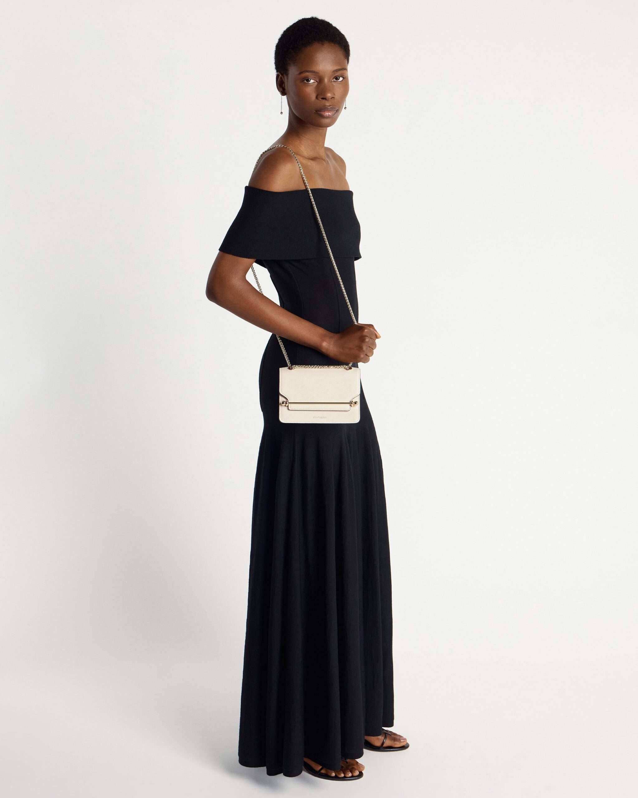 Strathberry East West Vanilla Leather Mini Shoulder Bag