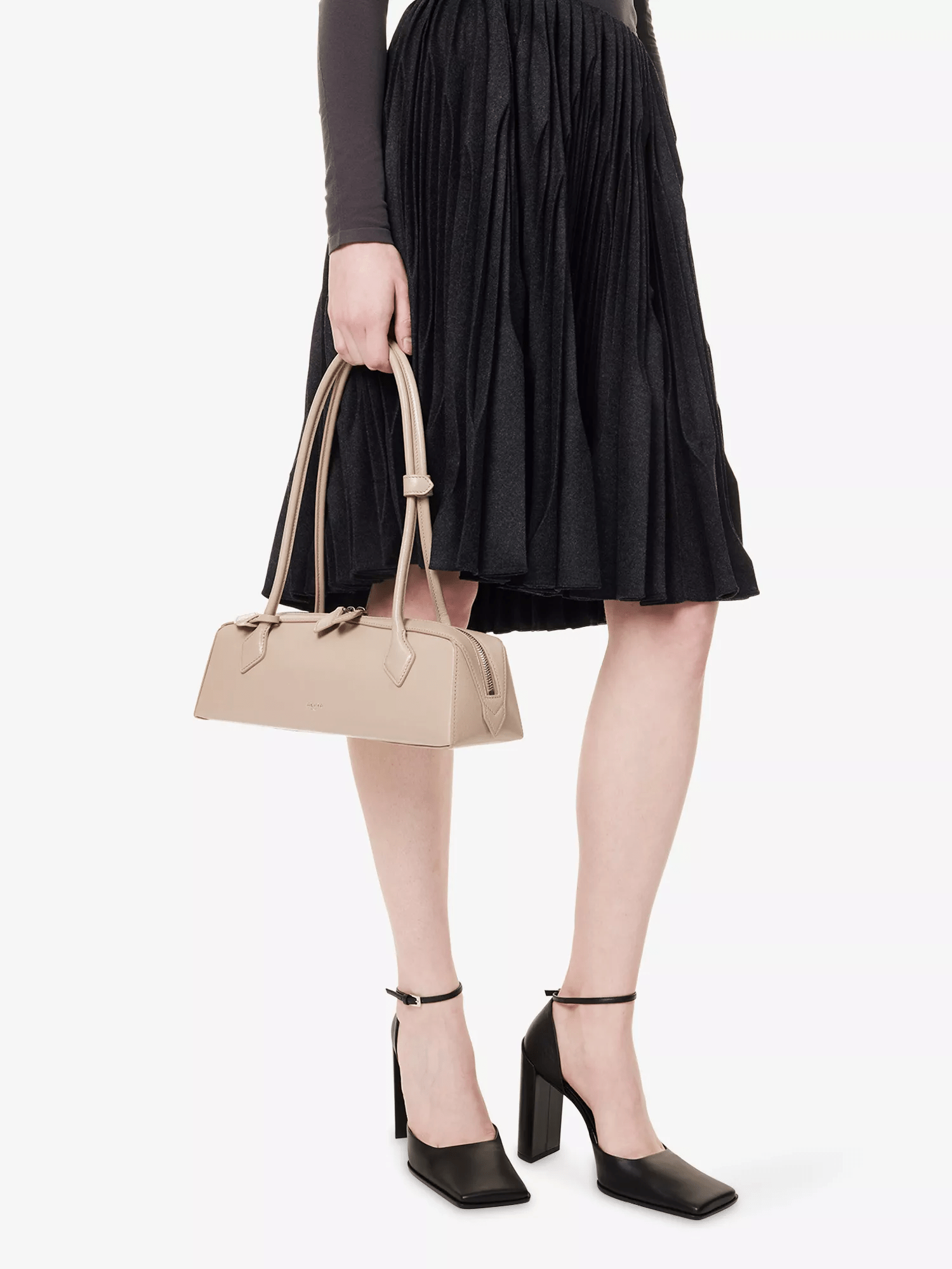Alaia Le Teckel Grege Leather Shoulder Bag