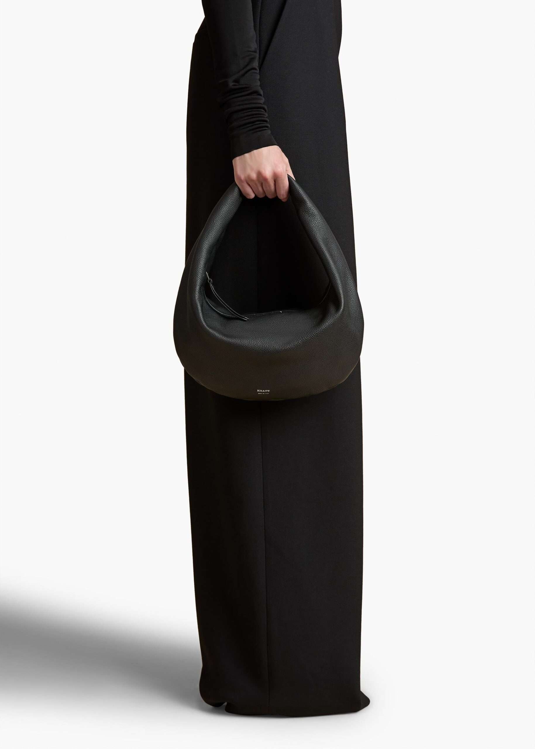 Khaite Medium Olivia Black Pebbled Leather Hobo Bag