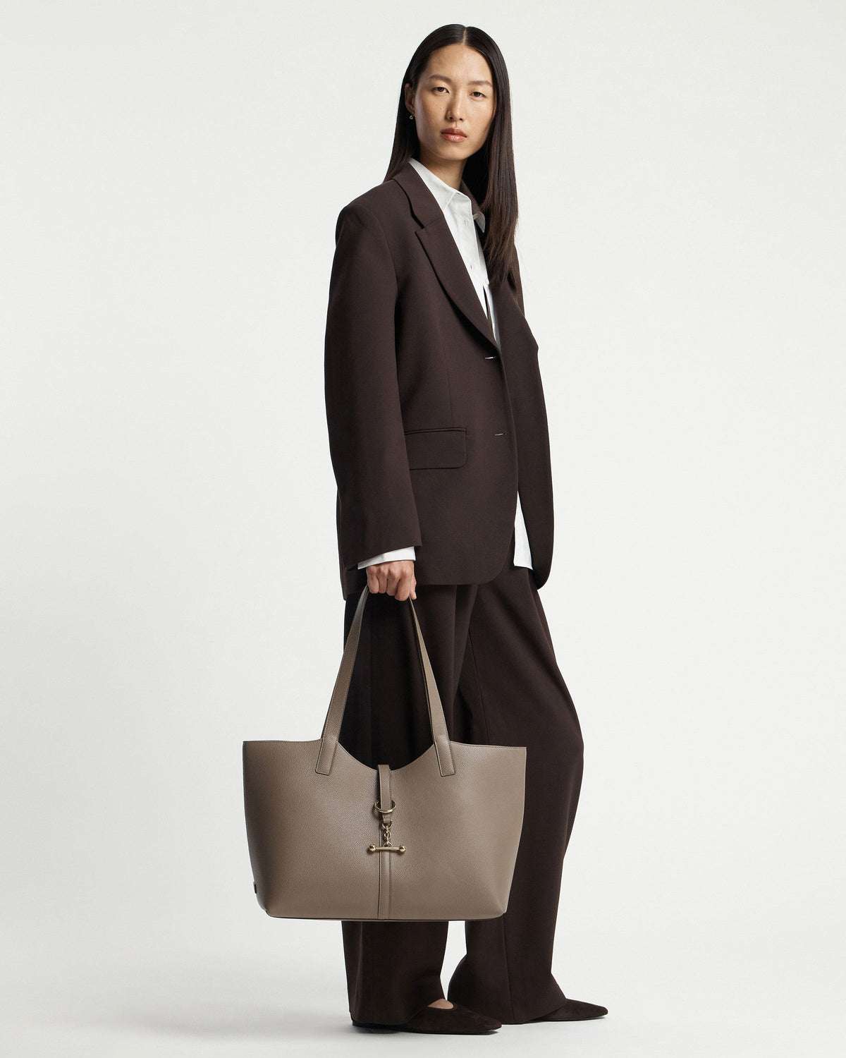 Strathberry Kite Taupe Leather Tote