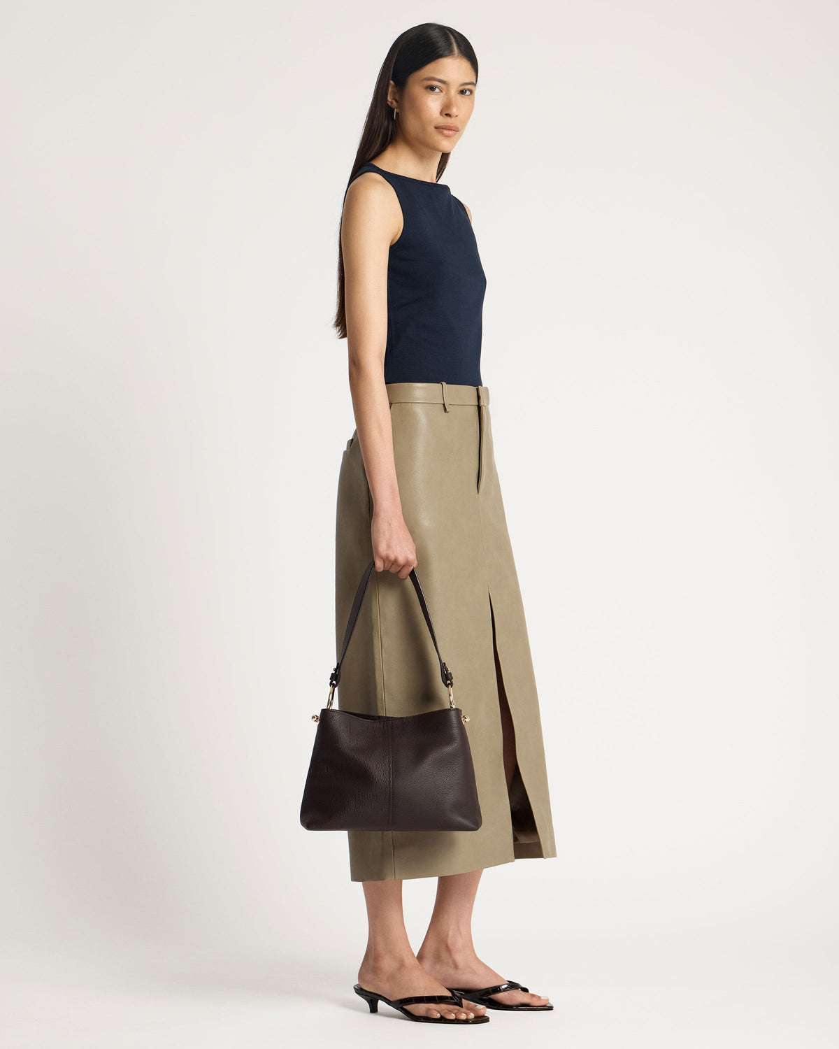 Strathberry Lana Espresso Leather Hobo Bag