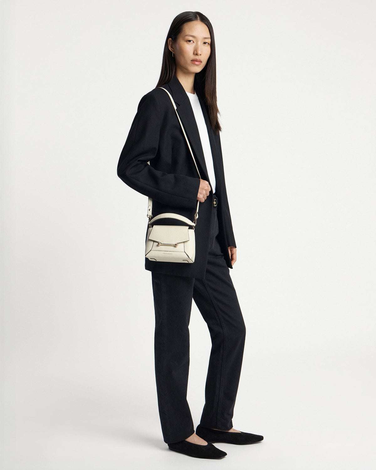 Strathberry Mosaic Vanilla Leather Nano Shoulder bag