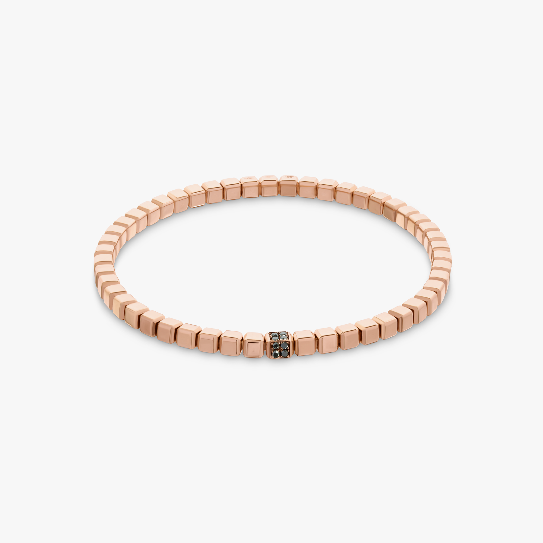 Tateossian Quadro Cube bracelet with black diamonds and 18k rose gold