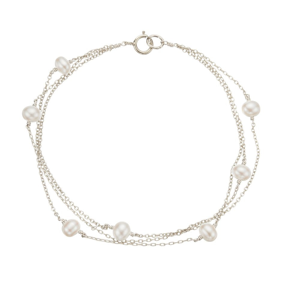 LILY & ROO Silver Layered Pearl Bracelet