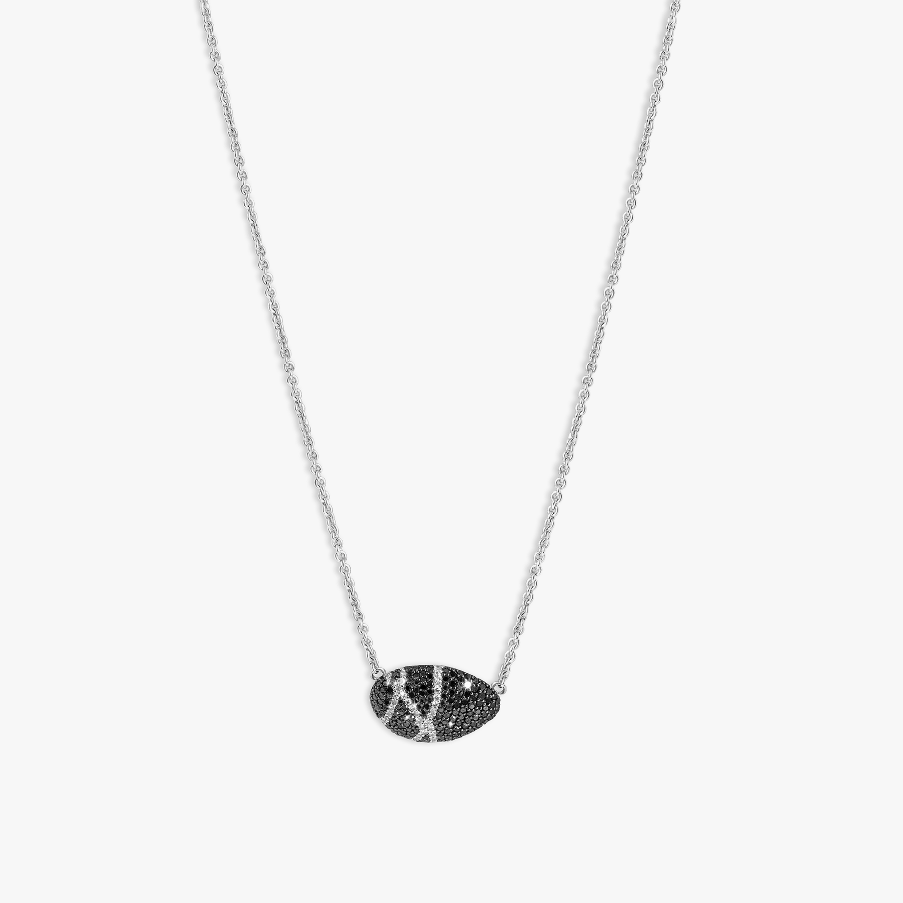 Tateossian Sterling silver Pebble black diamond necklace with white diamonds